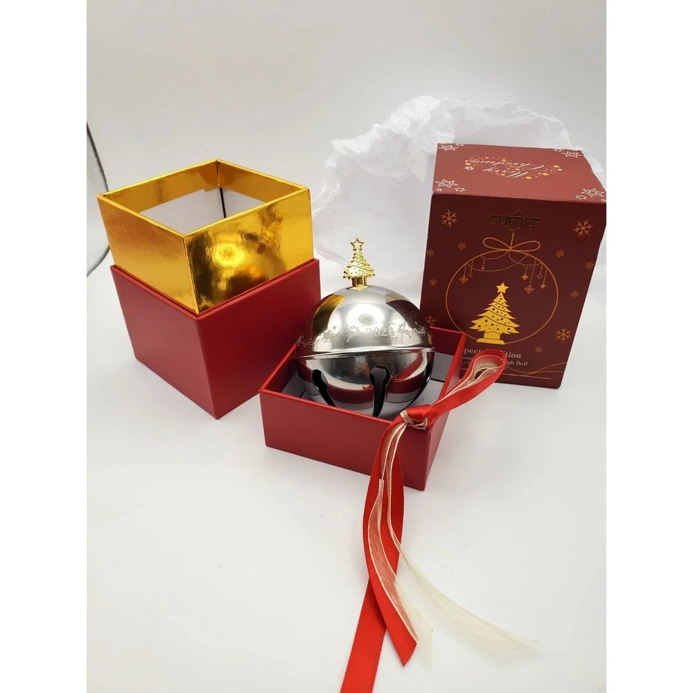 Oumee Silver Annual Sleigh Bell Christmas Tree Ornament 2024